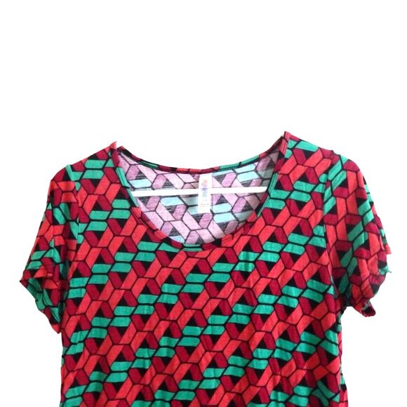 LULAROE Classic T women's small stretchy geometric print short sleeve blouse - Picture 2 of 9